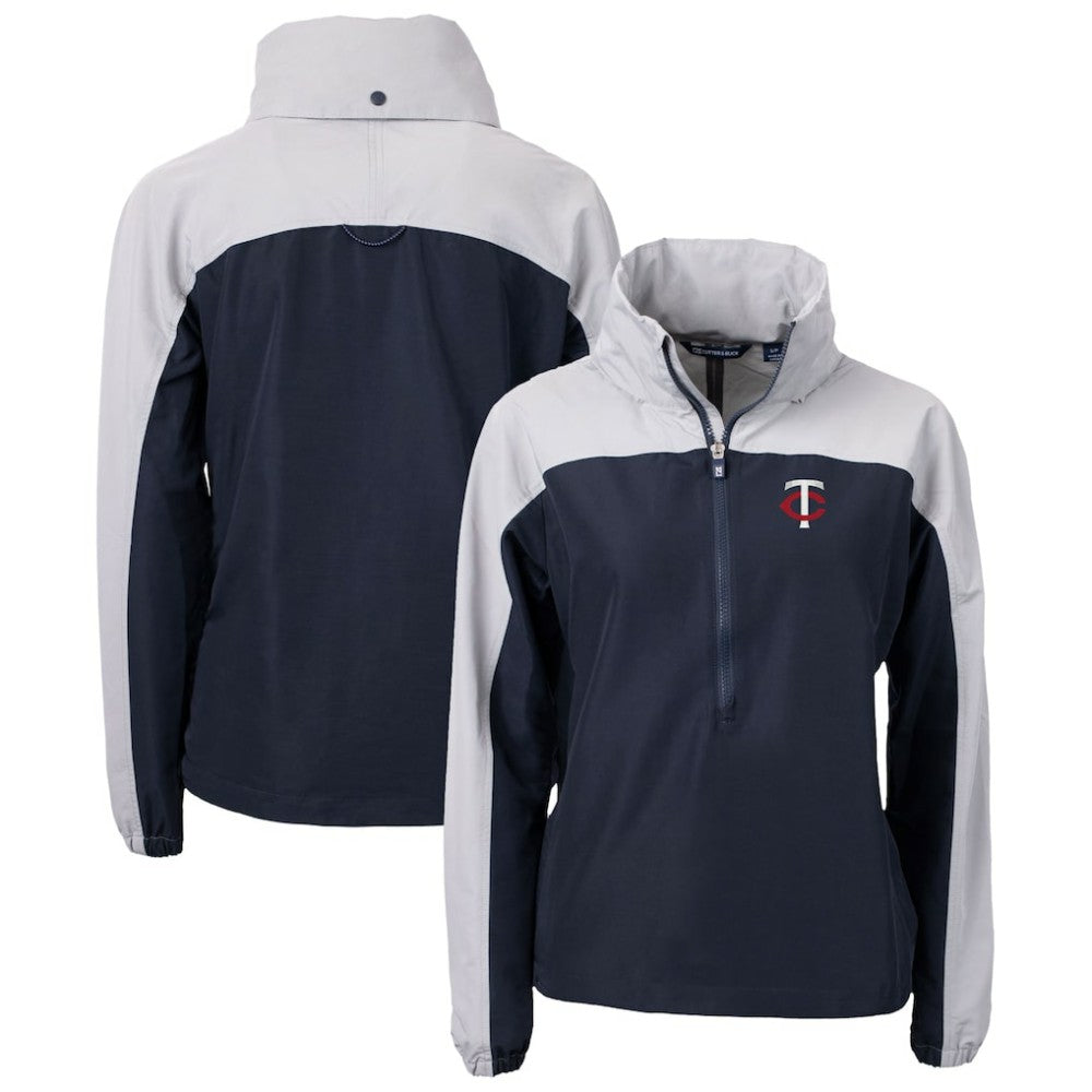Minnesota Twins Cutter & Buck Women's Charter Eco Recycled Half-Zip Anorak Jacket - Navy Jackets
