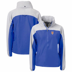 New York Mets Cutter & Buck Women's Charter Eco Recycled Half-Zip Anorak Jacket - Royal Jackets