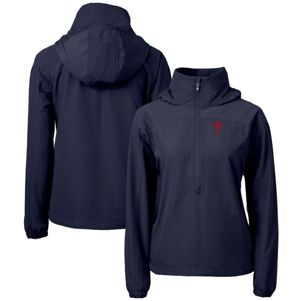 Philadelphia Phillies Cutter & Buck Women's Charter Eco Recycled Half-Zip Anorak Jacket - Navy Jackets