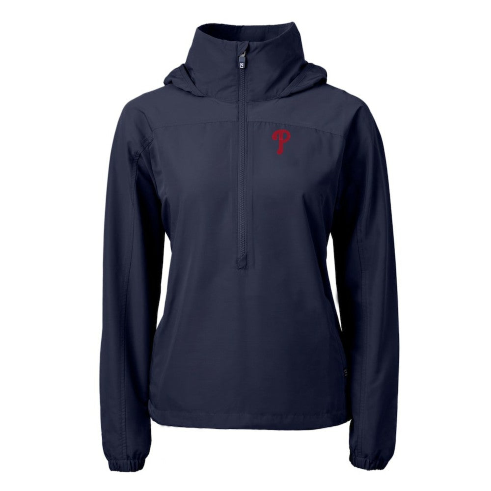 Philadelphia Phillies Cutter & Buck Women's Charter Eco Recycled Half-Zip Anorak Jacket - Navy Jackets