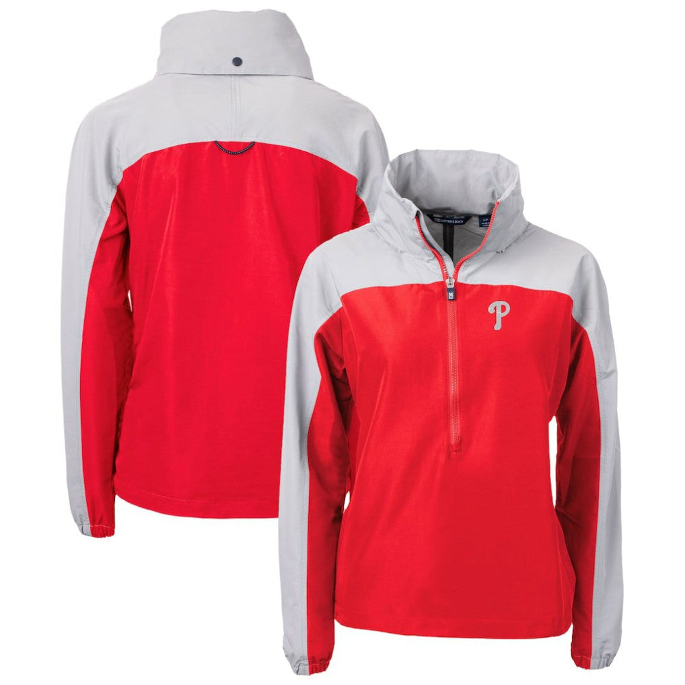 Philadelphia Phillies Cutter & Buck Women's Charter Eco Recycled Half-Zip Anorak Jacket - Red Jackets