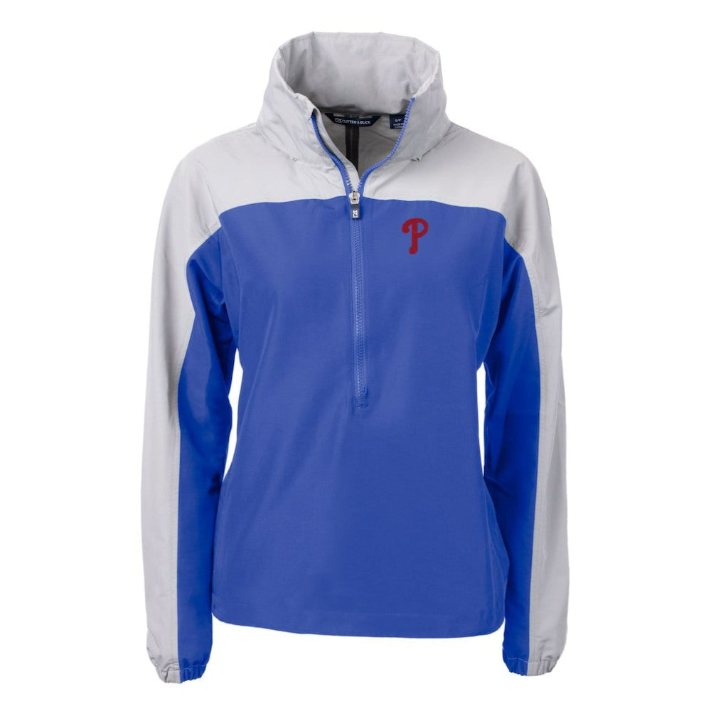 Philadelphia Phillies Cutter & Buck Women's Charter Eco Recycled Half-Zip Anorak Jacket - Royal Jackets