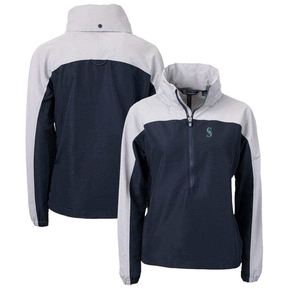 Seattle Mariners Cutter & Buck Women's Charter Eco Recycled Half-Zip Anorak Jacket - Navy Jackets