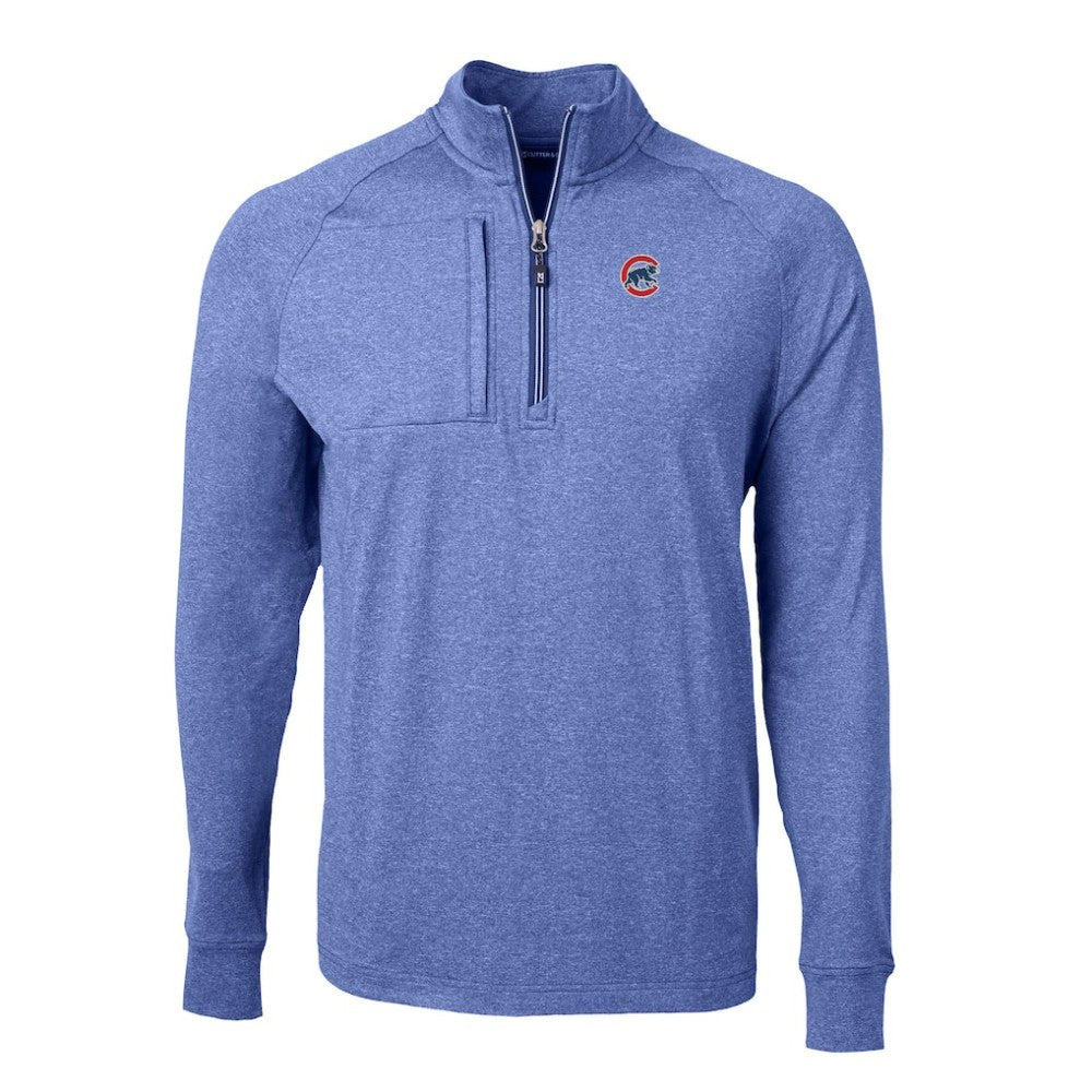 Chicago Cubs Cutter & Buck Big & Tall Adapt Eco Knit Stretch Recycled Quarter-Zip Pullover Top - Heather Royal Pullover