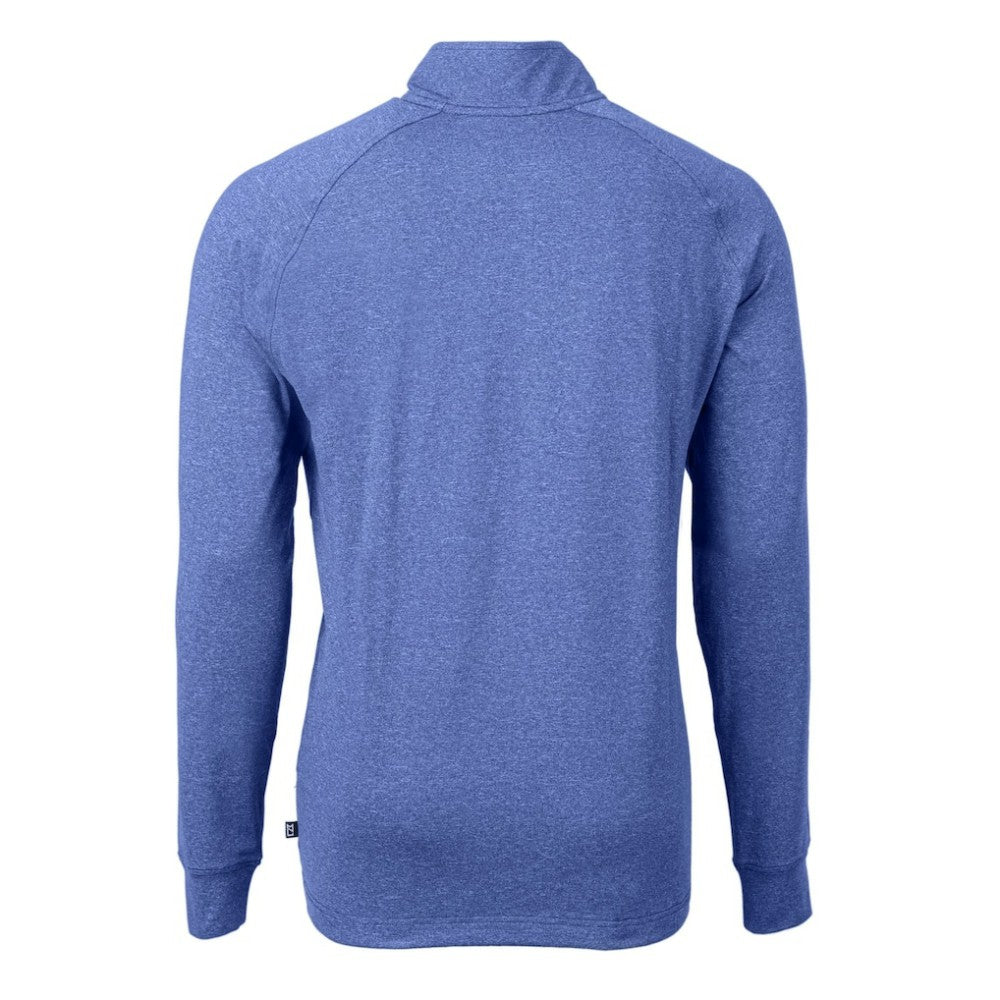 Chicago Cubs Cutter & Buck Big & Tall Adapt Eco Knit Stretch Recycled Quarter-Zip Pullover Top - Heather Royal Pullover