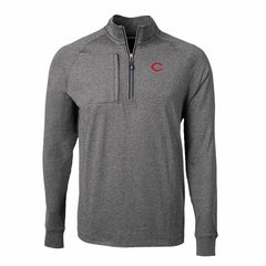 Cincinnati Reds Cutter & Buck Big & Tall Adapt Eco Knit Stretch Recycled Quarter-Zip Pullover Top - Heather Black Pullover