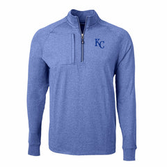 Kansas City Royals Cutter & Buck Big & Tall Adapt Eco Knit Stretch Recycled Quarter-Zip Pullover Top - Heather Royal Pullover