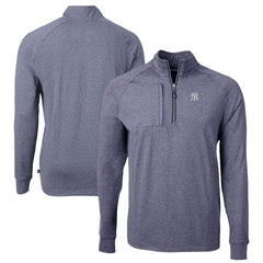 New York Yankees Cutter & Buck Big & Tall Adapt Eco Knit Stretch Recycled Quarter-Zip Pullover Top - Heather Navy Pullover