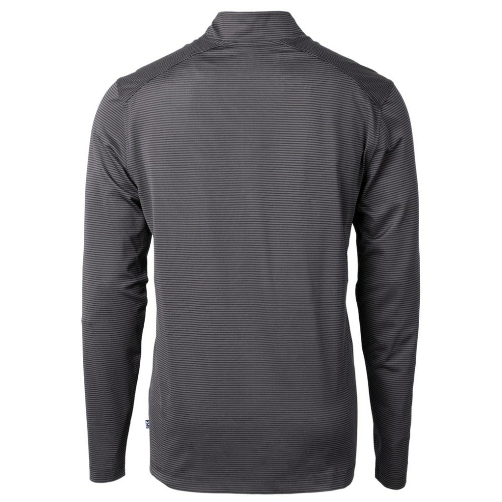 Baltimore Orioles Cutter & Buck Virtue Eco Pique Micro Stripe Big & Tall Recycled Quarter-Zip Pullover Top - Black/Gray Pullover