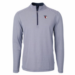 Cleveland Guardians Cutter & Buck Virtue Eco Pique Micro Stripe Big & Tall Recycled Quarter-Zip Pullover Top - Navy/White Pullover