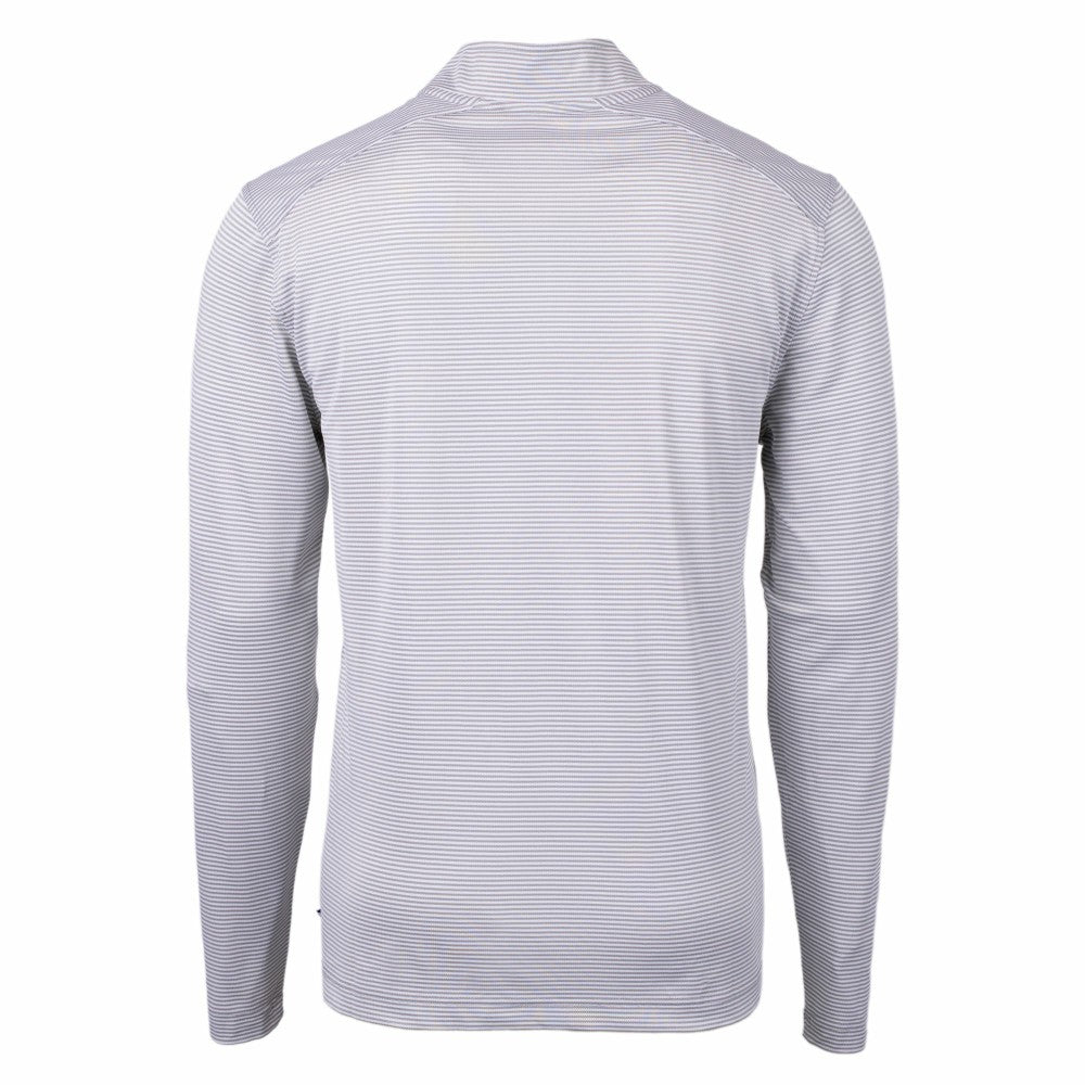 Cleveland Guardians Cutter & Buck Virtue Eco Pique Micro Stripe Big & Tall Recycled Quarter-Zip Pullover Top - Gray/White Pullover