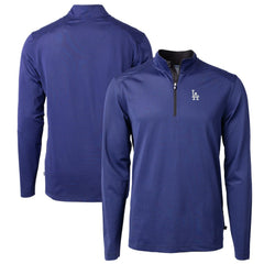 Los Angeles Dodgers Cutter & Buck Virtue Eco Pique Micro Stripe Big & Tall Recycled Quarter-Zip Pullover Top - Royal/Black Pullover