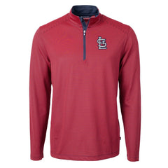 St. Louis Cardinals Cutter & Buck Virtue Eco Pique Micro Stripe Big & Tall Recycled Quarter-Zip Pullover Top - Red/Navy Pullover