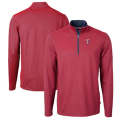 Texas Rangers Cutter & Buck Virtue Eco Pique Micro Stripe Big & Tall Recycled Quarter-Zip Pullover Top - Red/Navy Pullover