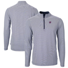 Washington Nationals Cutter & Buck Virtue Eco Pique Micro Stripe Big & Tall Recycled Quarter-Zip Pullover Top - Navy/White Pullover