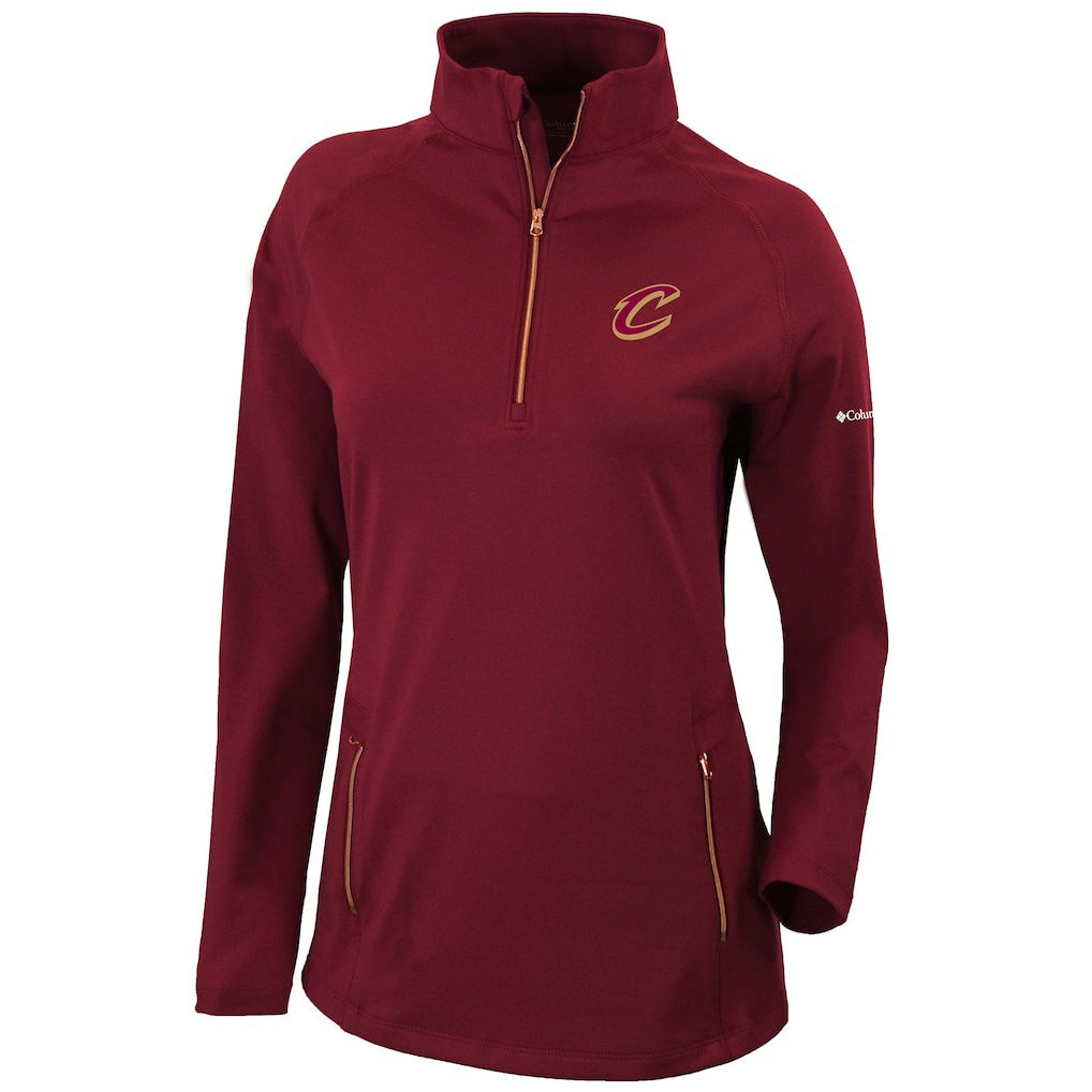 Cleveland Cavaliers Women's Omni-Wick Outward Nine Quarter-Zip Pullover Top Burgundy