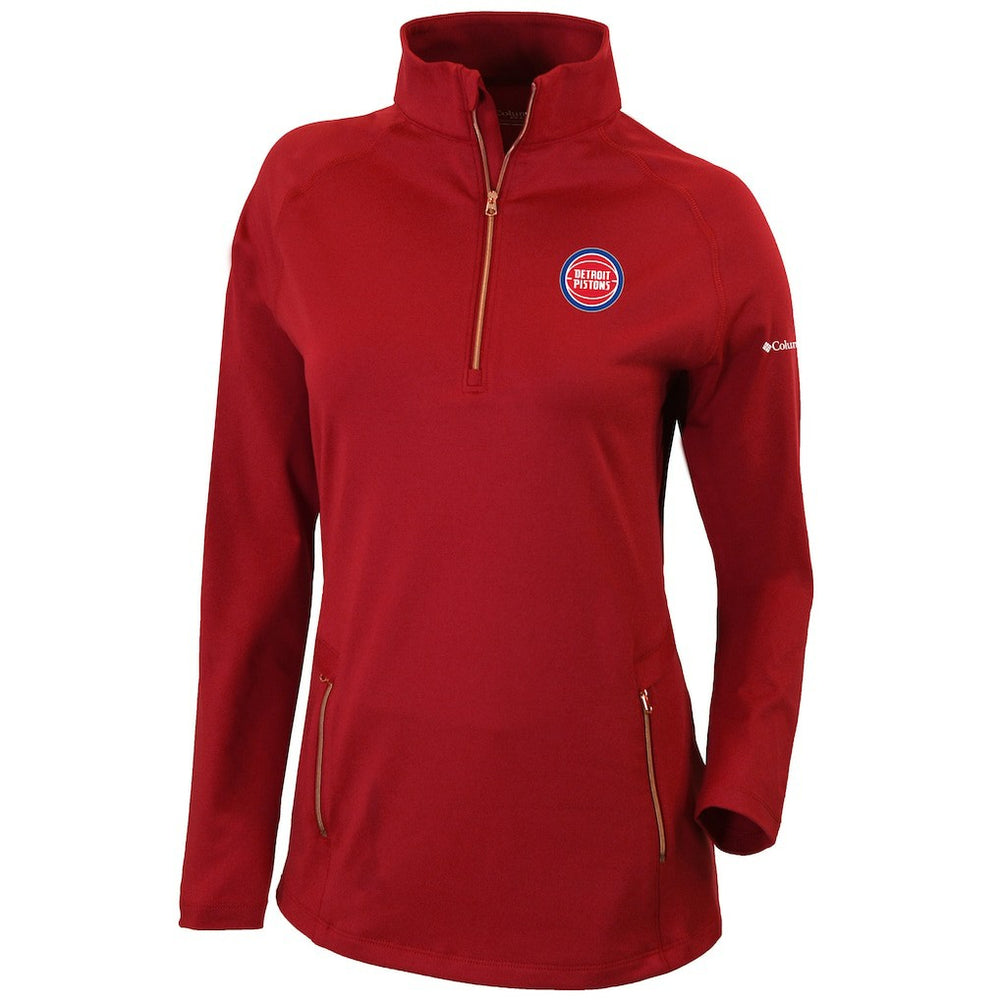 Detroit Pistons Women's Omni-Wick Outward Nine Quarter-Zip Pullover Top Red