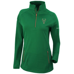 Milwaukee Bucks Women's Omni-Wick Outward Nine Quarter-Zip Pullover Top Forest Green