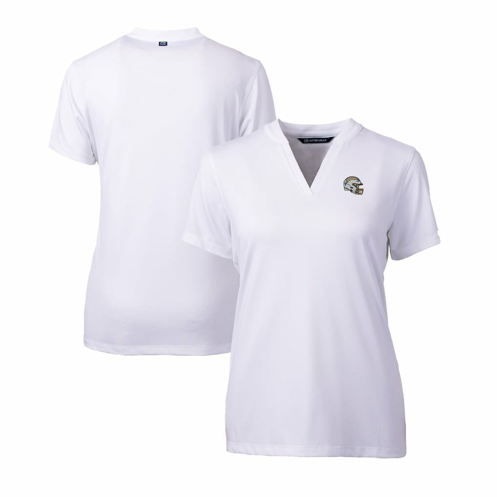 Los Angeles Chargers Cutter & Buck Women's Helmet Logo DryTec Forge Stretch V-Neck Blade Top White