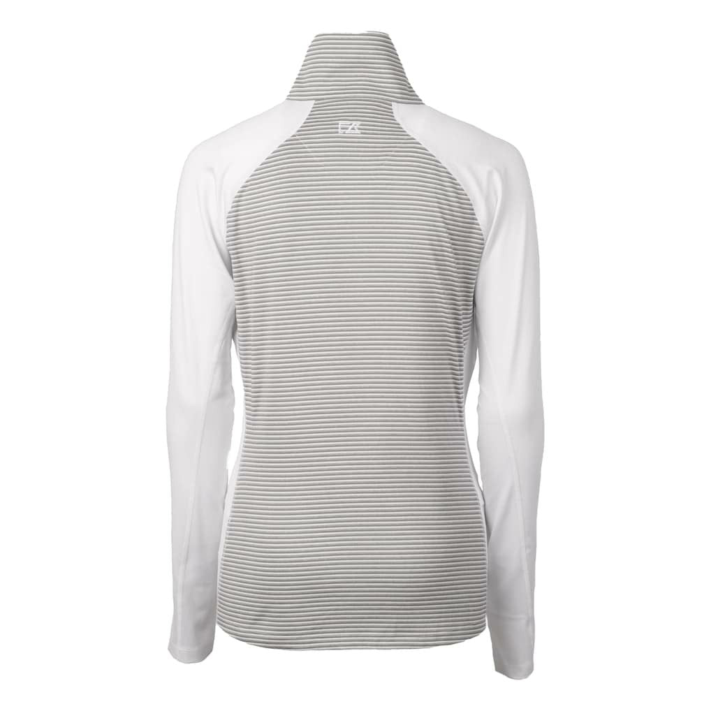 San Francisco 49ers Cutter & Buck Women's Helmet Logo DryTec Forge Tonal Stripe Stretch Half-Zip Top White