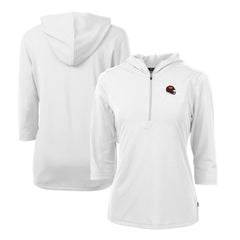 Washington Commanders Cutter & Buck Women's Helmet Logo DryTec Virtue Eco Pique Recycled Half-Zip Pullover Hoodie White
