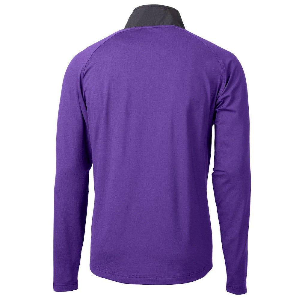 Minnesota Vikings Cutter & Buck Helmet Adapt Eco Knit Hybrid Recycled Quarter-Zip Pullover Top Purple
