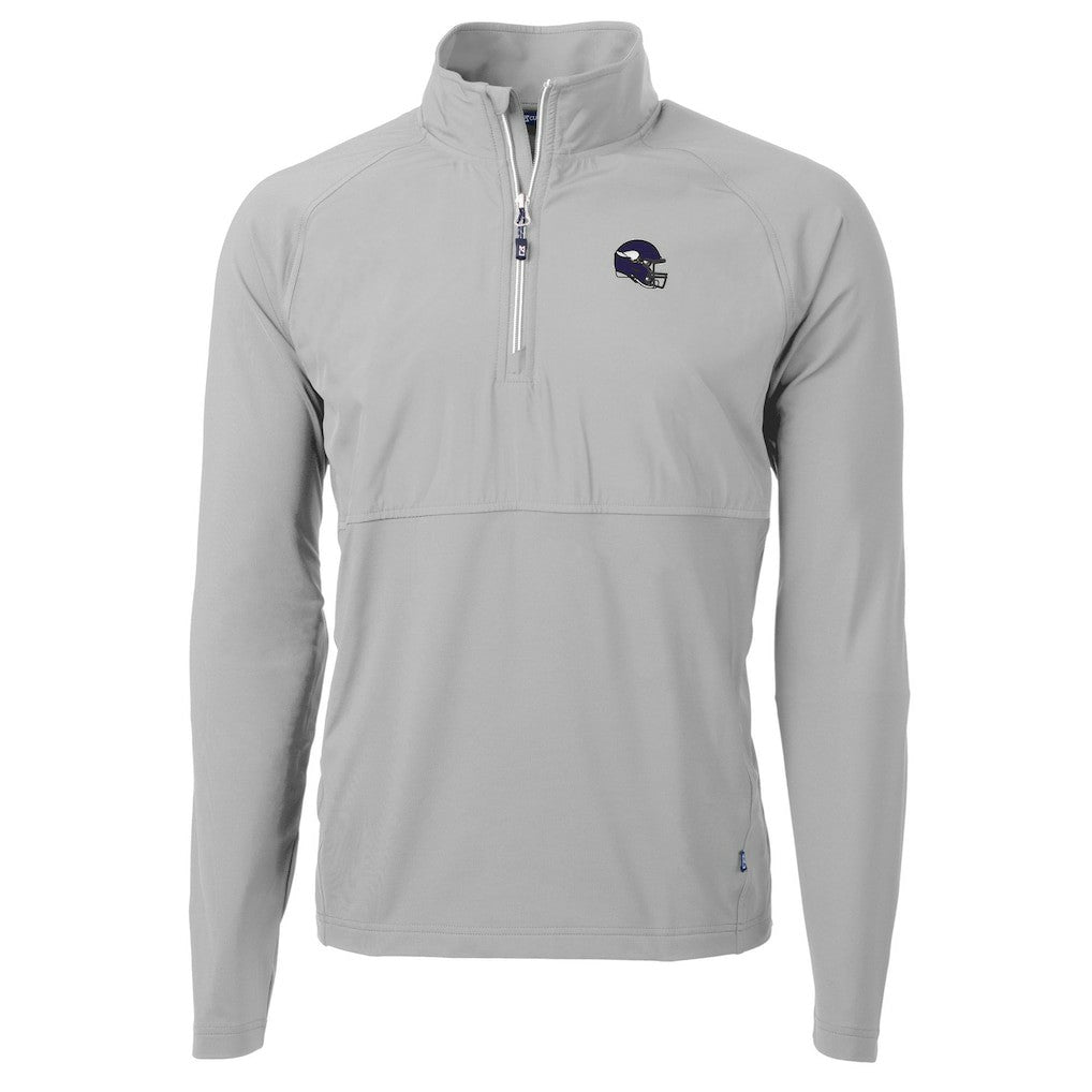 Minnesota Vikings Cutter & Buck Helmet Adapt Eco Knit Hybrid Recycled Quarter-Zip Pullover Top Silver