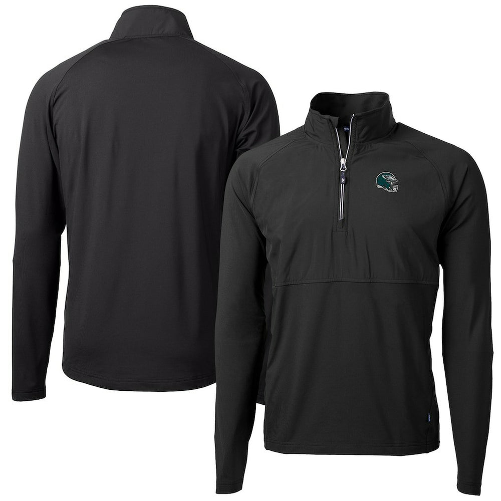 Philadelphia Eagles Cutter & Buck Helmet Adapt Eco Knit Hybrid Recycled Quarter-Zip Pullover Top Black