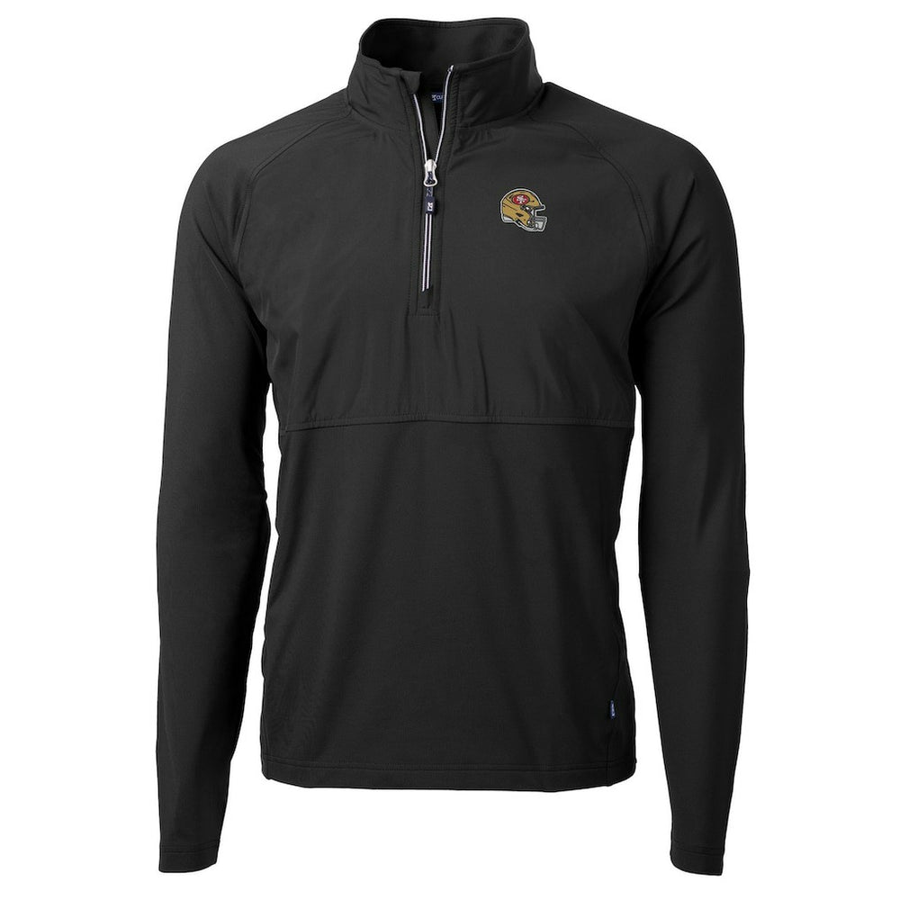San Francisco 49ers Cutter & Buck Helmet Adapt Eco Knit Hybrid Recycled Quarter-Zip Pullover Top Black