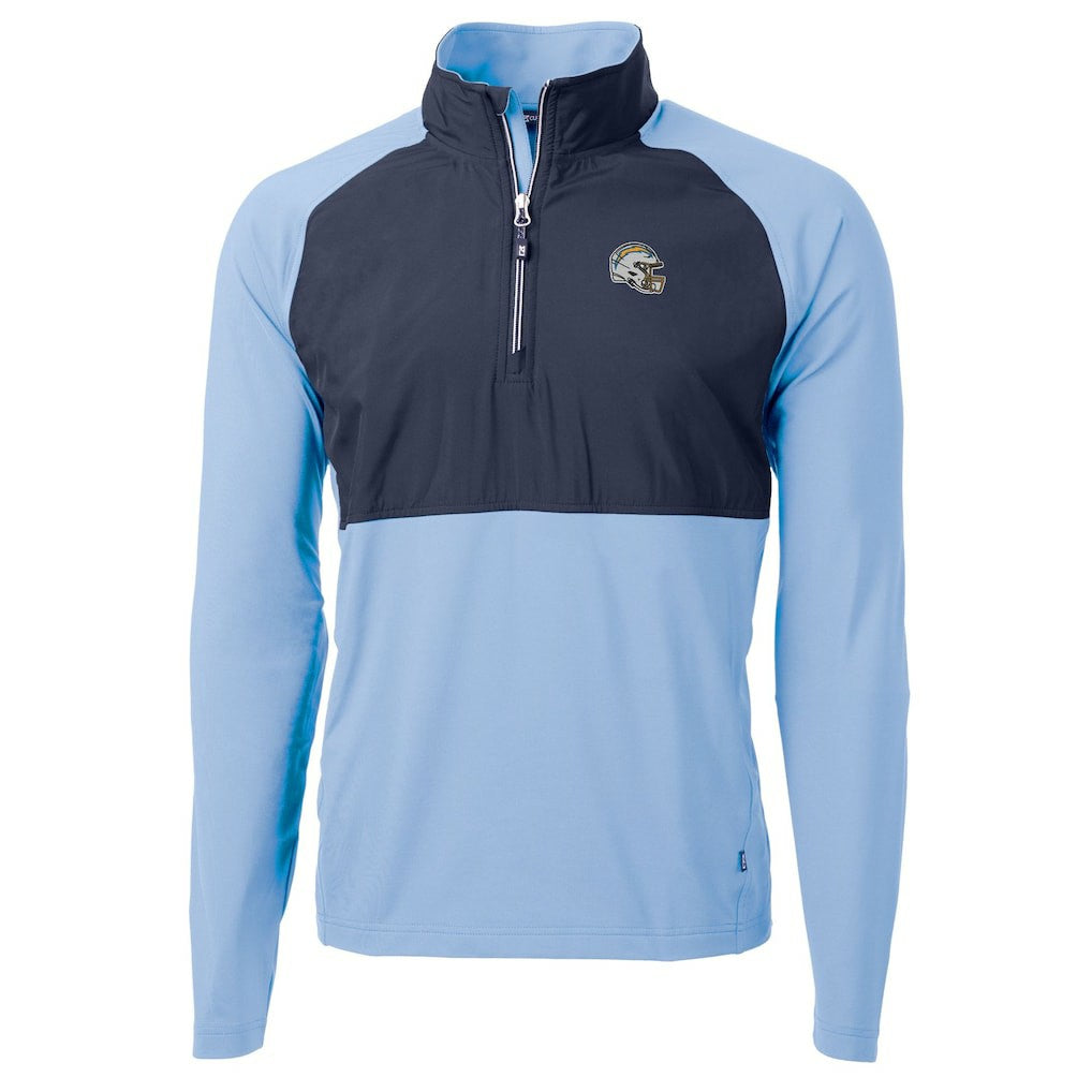 Los Angeles Chargers Cutter & Buck Helmet Adapt Eco Knit Hybrid Recycled Quarter-Zip Pullover Top Purple