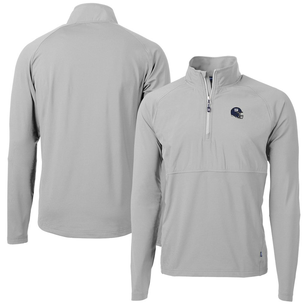 New York Giants Cutter & Buck Helmet Adapt Eco Knit Hybrid Recycled Quarter-Zip Pullover Top Silver