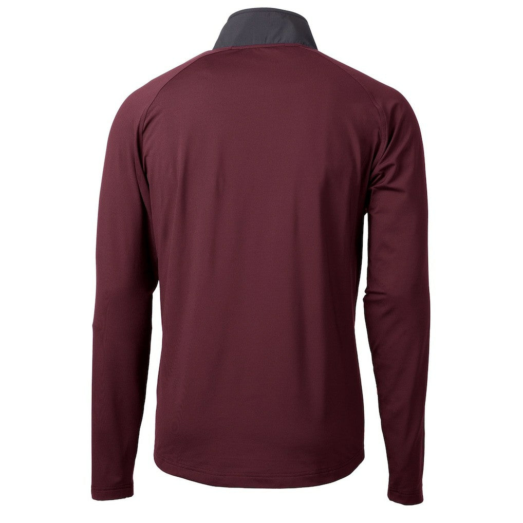 Washington Commanders Cutter & Buck Helmet Adapt Eco Knit Hybrid Recycled Quarter-Zip Pullover Top Burgundy