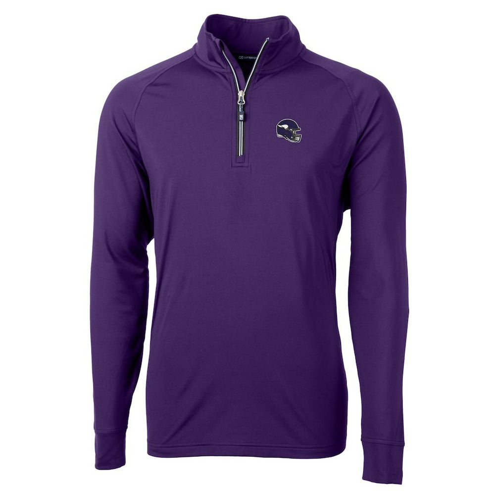 Minnesota Vikings Cutter & Buck Helmet Adapt Eco Knit Stretch Recycled Quarter-Zip Pullover Top Purple
