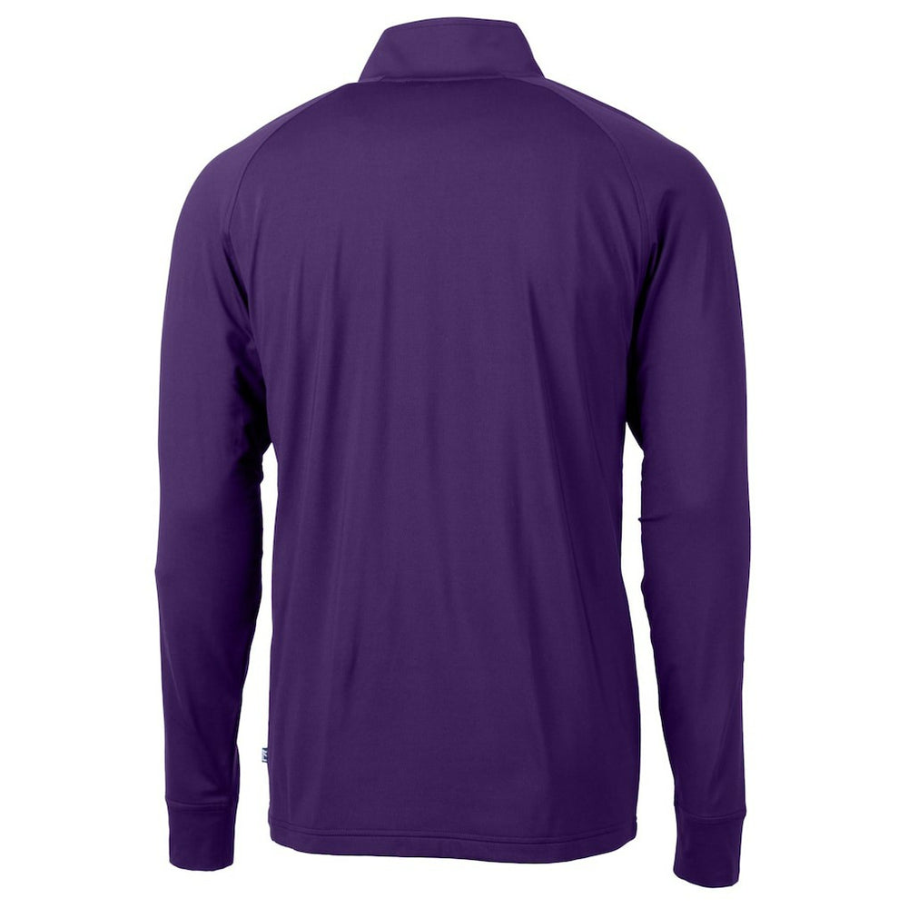Minnesota Vikings Cutter & Buck Helmet Adapt Eco Knit Stretch Recycled Quarter-Zip Pullover Top Purple