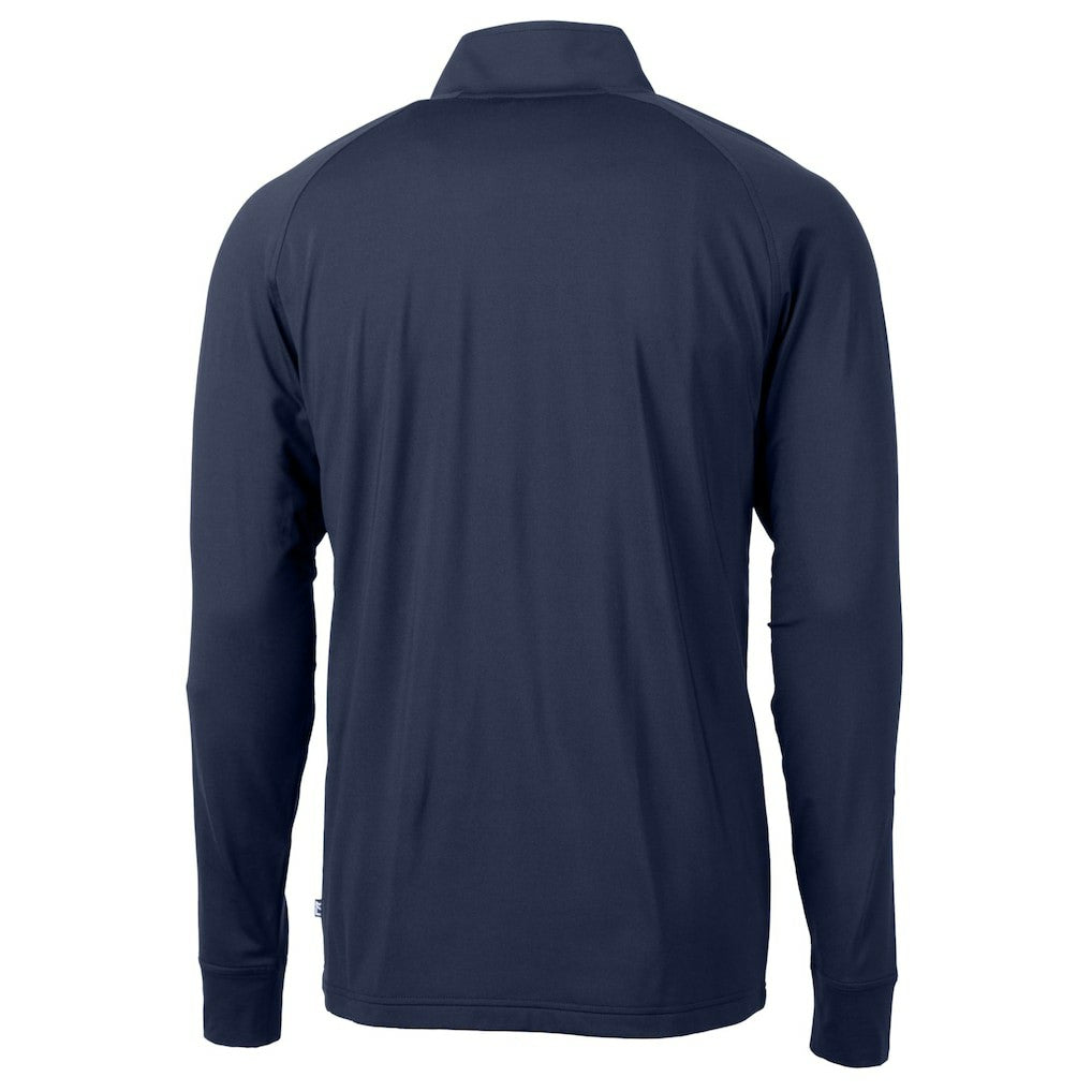 Chicago Bears Cutter & Buck Helmet Adapt Eco Knit Stretch Recycled Quarter-Zip Pullover Top Navy