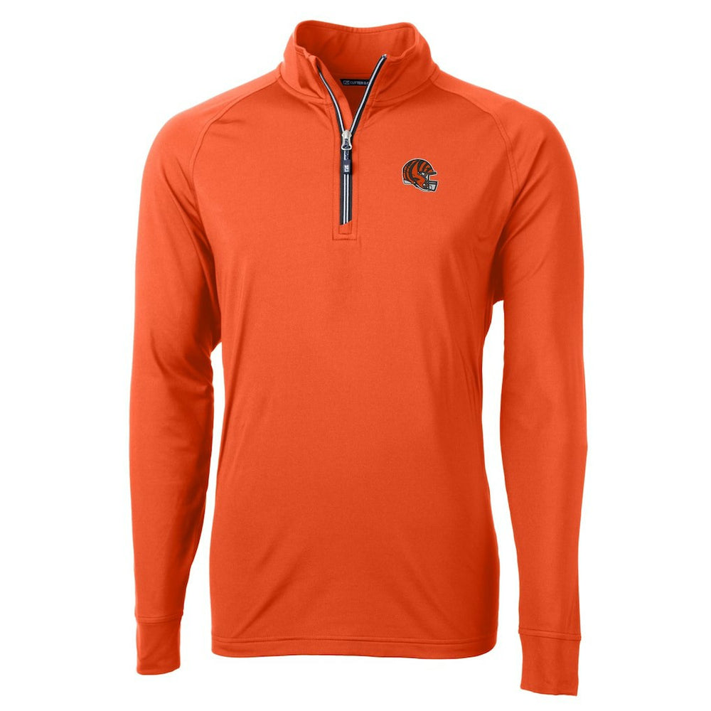 Cincinnati Bengals Cutter & Buck Helmet Adapt Eco Knit Stretch Recycled Quarter-Zip Pullover Top Orange