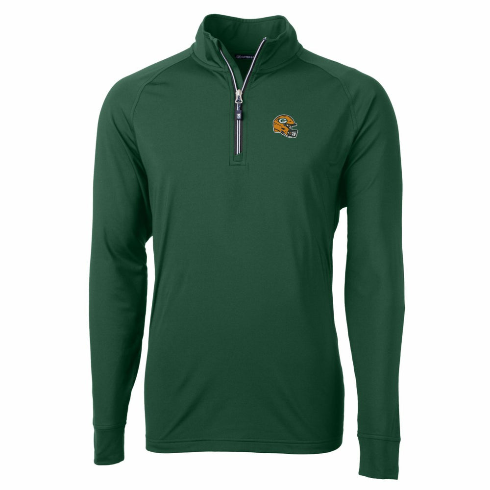 Green Bay Packers Cutter & Buck Helmet Adapt Eco Knit Stretch Recycled Quarter-Zip Pullover Top Green