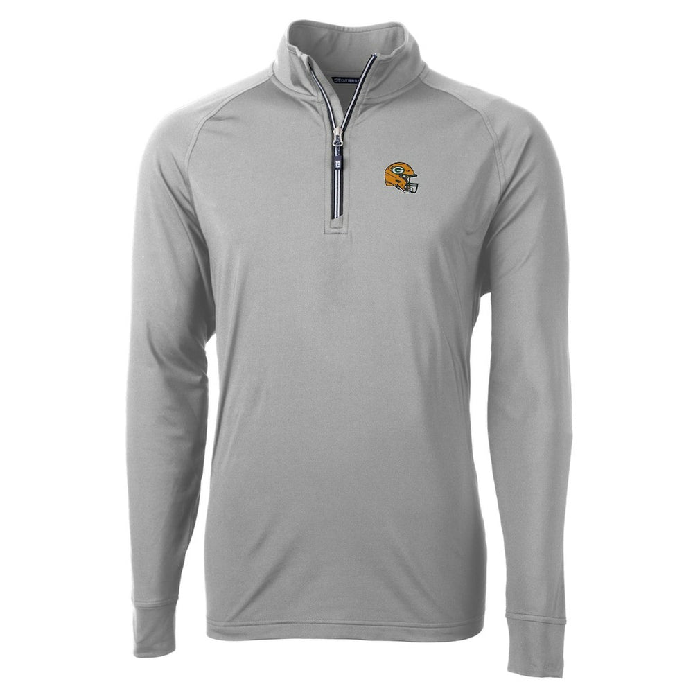Green Bay Packers Cutter & Buck Helmet Adapt Eco Knit Stretch Recycled Quarter-Zip Pullover Top Silver