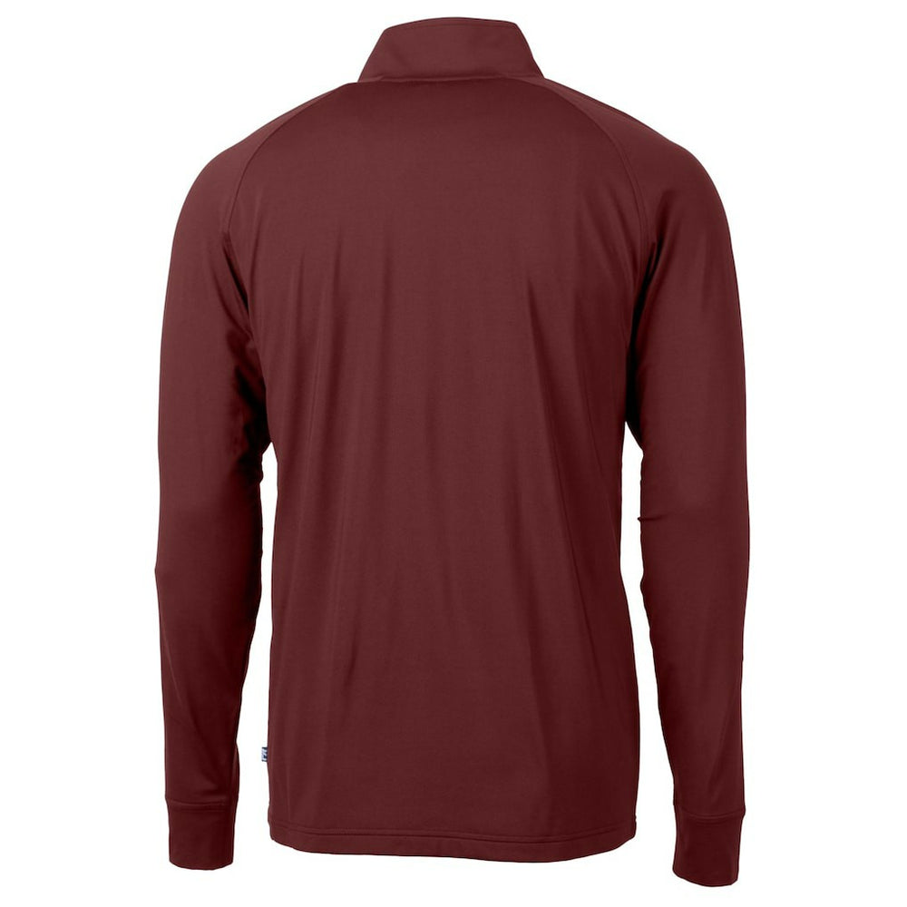 Washington Commanders Cutter & Buck Helmet Adapt Eco Knit Stretch Recycled Quarter-Zip Pullover Top Burgundy