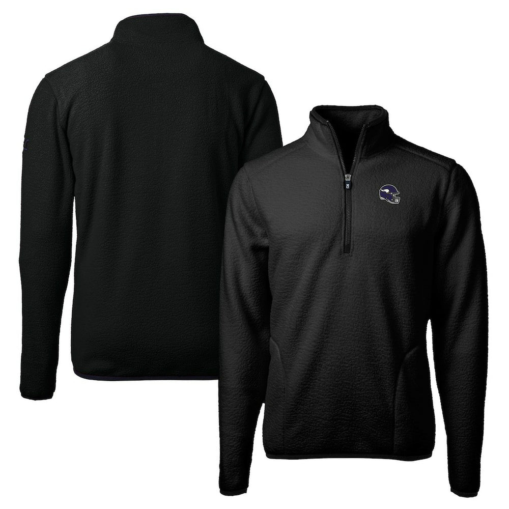Minnesota Vikings Cutter & Buck Helmet Cascade Eco Sherpa Fleece Quarter-Zip Pullover Jacket Black