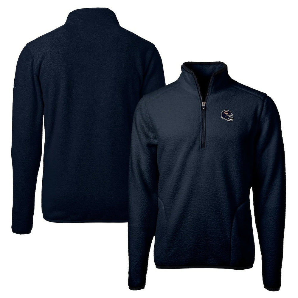 Chicago Bears Cutter & Buck Helmet Cascade Eco Sherpa Fleece Quarter-Zip Pullover Jacket Navy