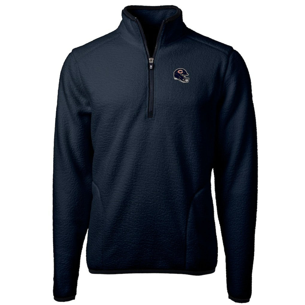 Chicago Bears Cutter & Buck Helmet Cascade Eco Sherpa Fleece Quarter-Zip Pullover Jacket Navy
