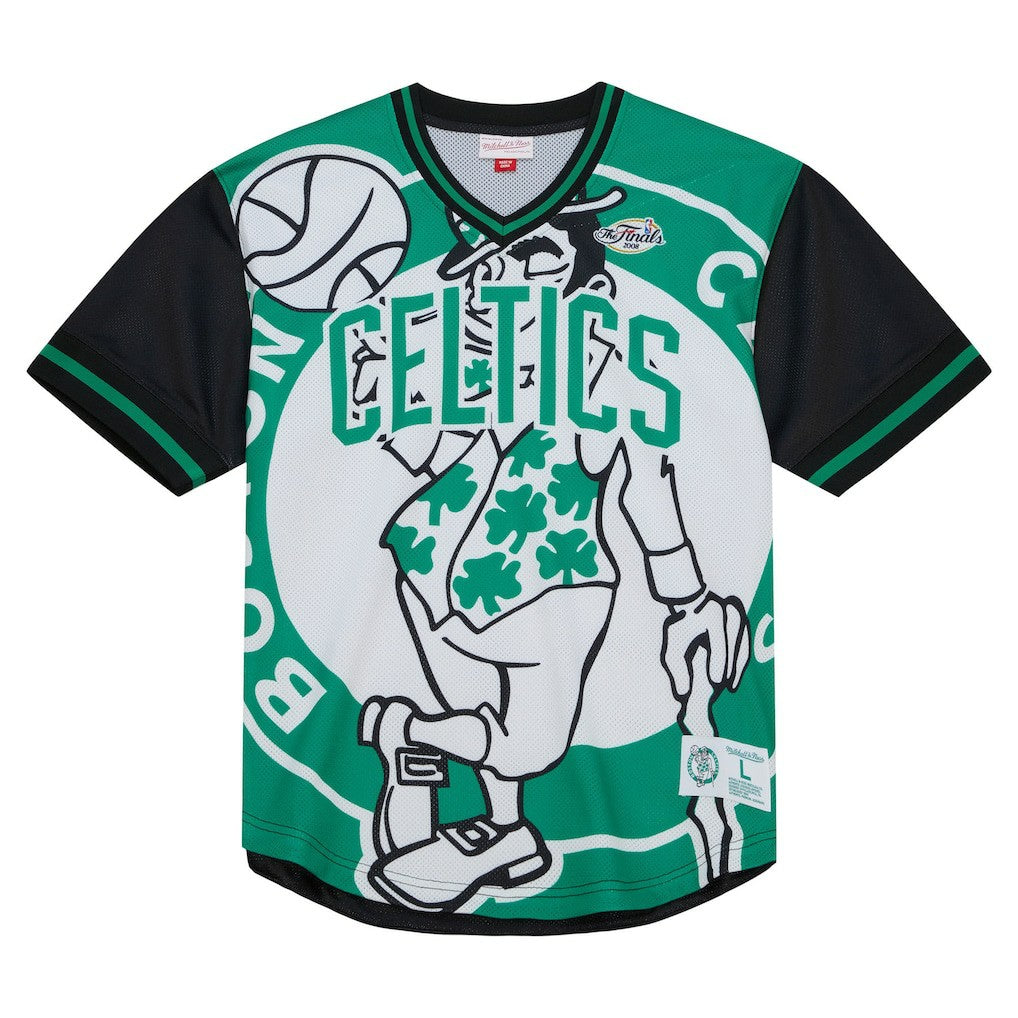 Boston Celtics Jumbotron 3.0 Mesh V-Neck T-Shirt Kelly Green