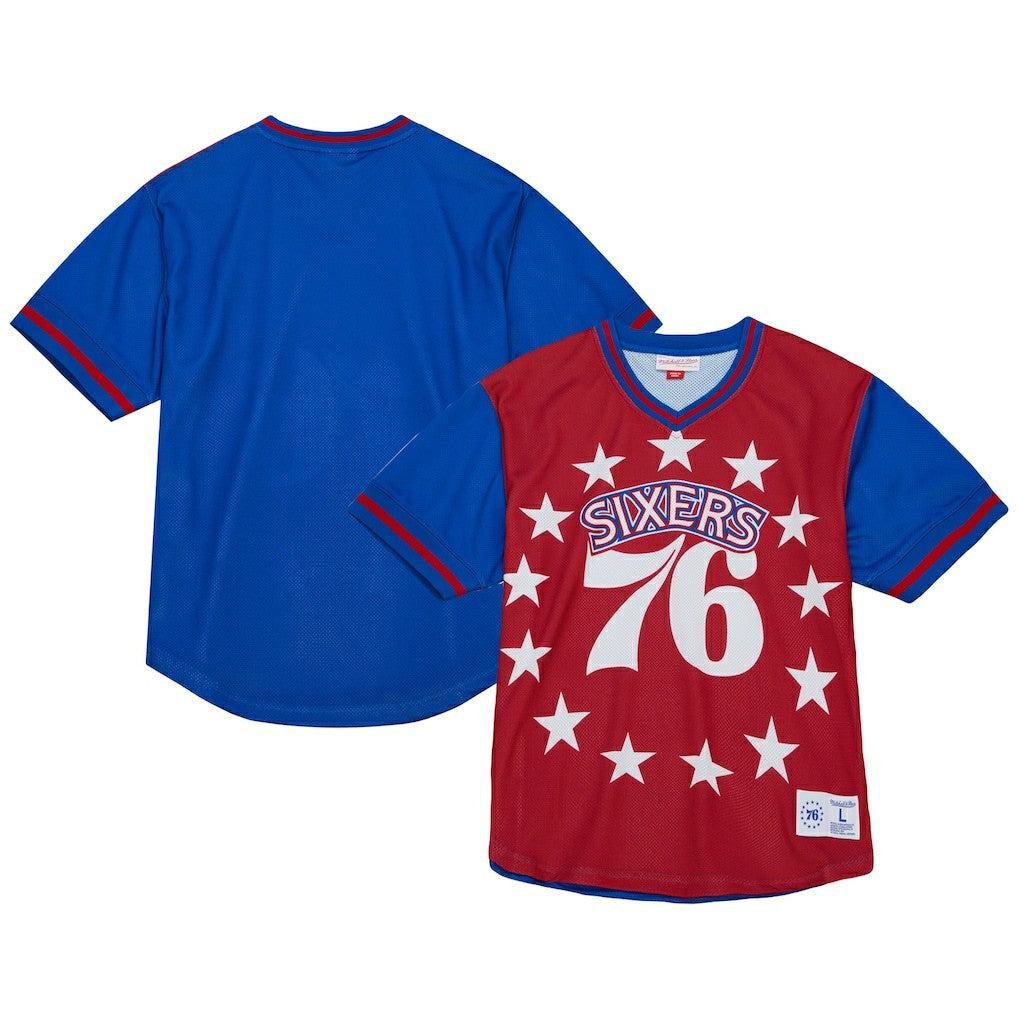 Philadelphia 76ers Jumbotron 3.0 Mesh V-Neck T-Shirt Red