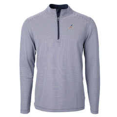 Atlanta Braves Cutter & Buck Americana Logo Big & Tall Virtue Eco Pique Recycled Quarter-Zip Pullover Top - Navy Pullover