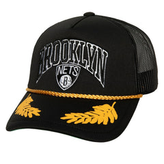 Brooklyn Nets Hardwood Classics Gold Leaf Mesh Trucker Snapback Hat Black