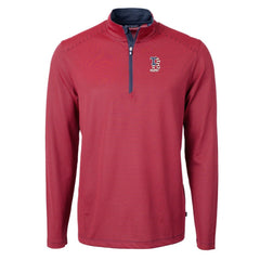 Boston Red Sox Cutter & Buck Americana Logo Virtue Eco Pique Stripe Recycled Quarter-Zip Pullover Top - Red Pullover