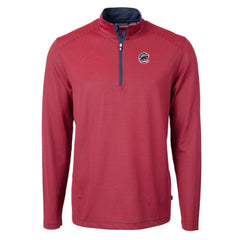 Chicago Cubs Cutter & Buck Americana Logo Virtue Eco Pique Stripe Recycled Quarter-Zip Pullover Top - Red Pullover