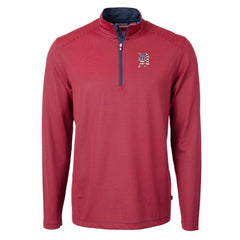 Detroit Tigers Cutter & Buck Americana Logo Virtue Eco Pique Stripe Recycled Quarter-Zip Pullover Top - Red Pullover