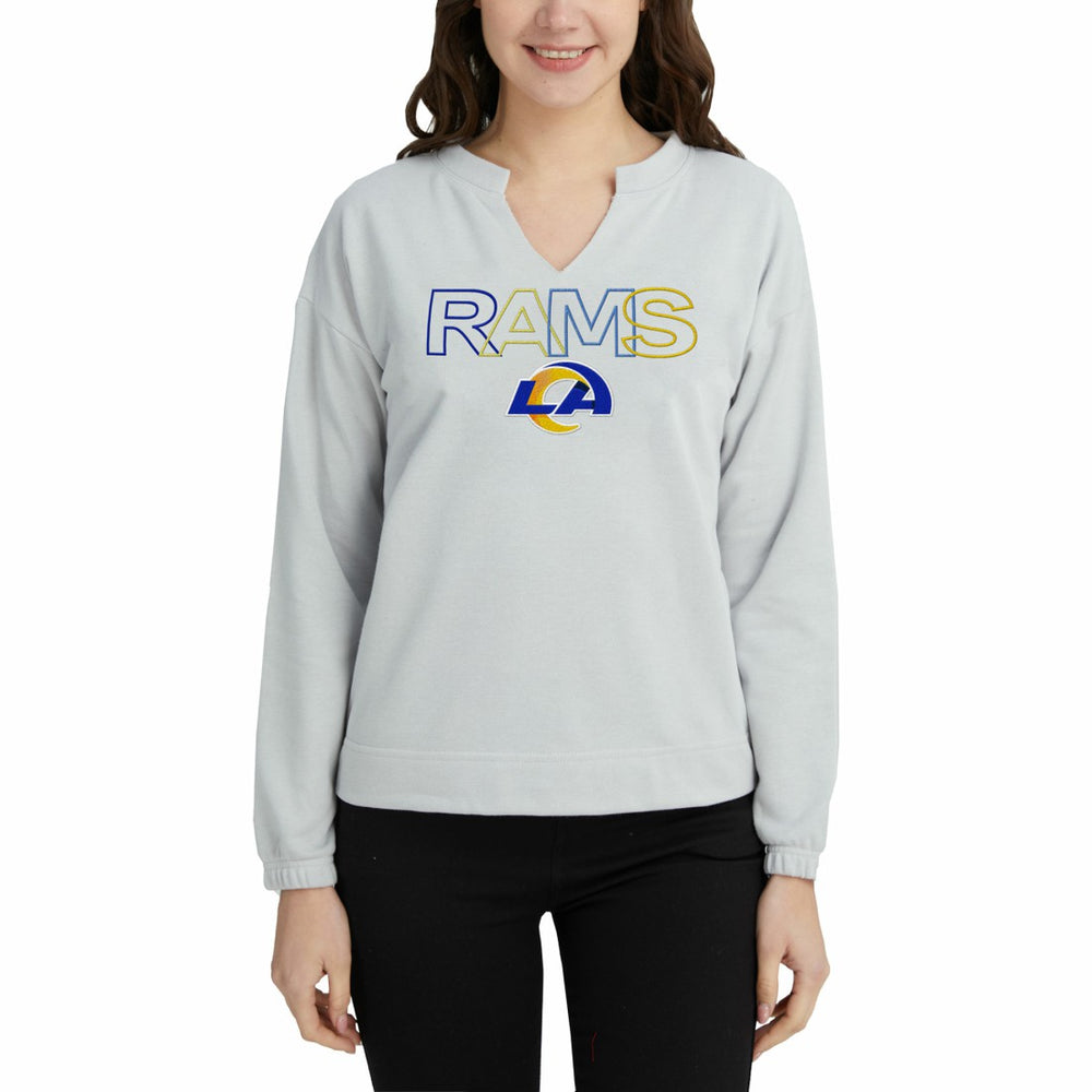 Los Angeles Rams Concepts Sport Women's Sunray Notch Neck Long Sleeve Top Gray